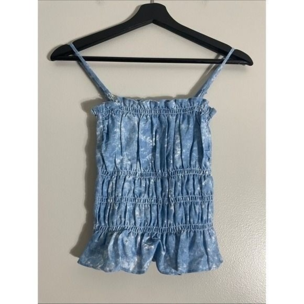 Reformation Smocked Top Linen Cloud Wash Blue Small Camisole Boho